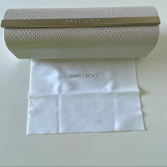 Jimmy Choo Designer Cream Leather Reptile Embossed Luxury Eye Glass Case… - Picture 1 of 12